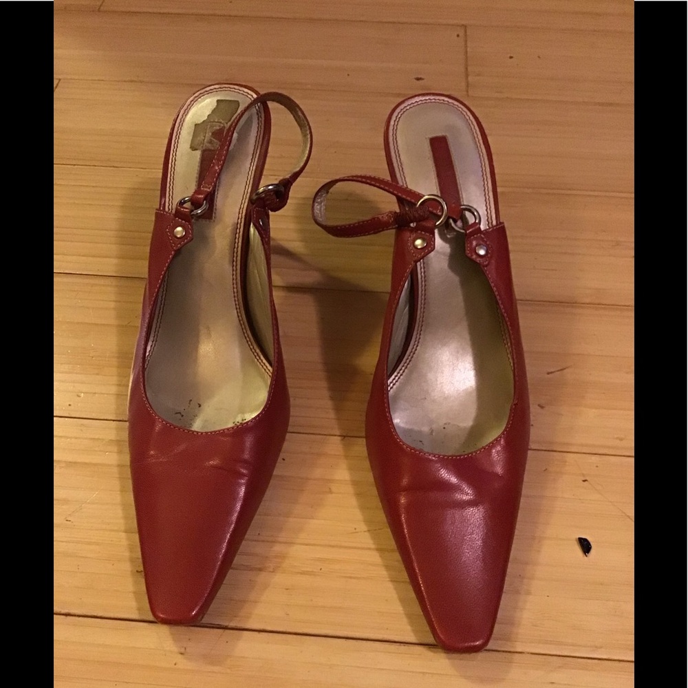 Red leather heels